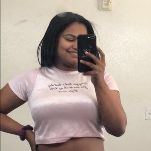 “You can touch my b**bs” velvet crop top